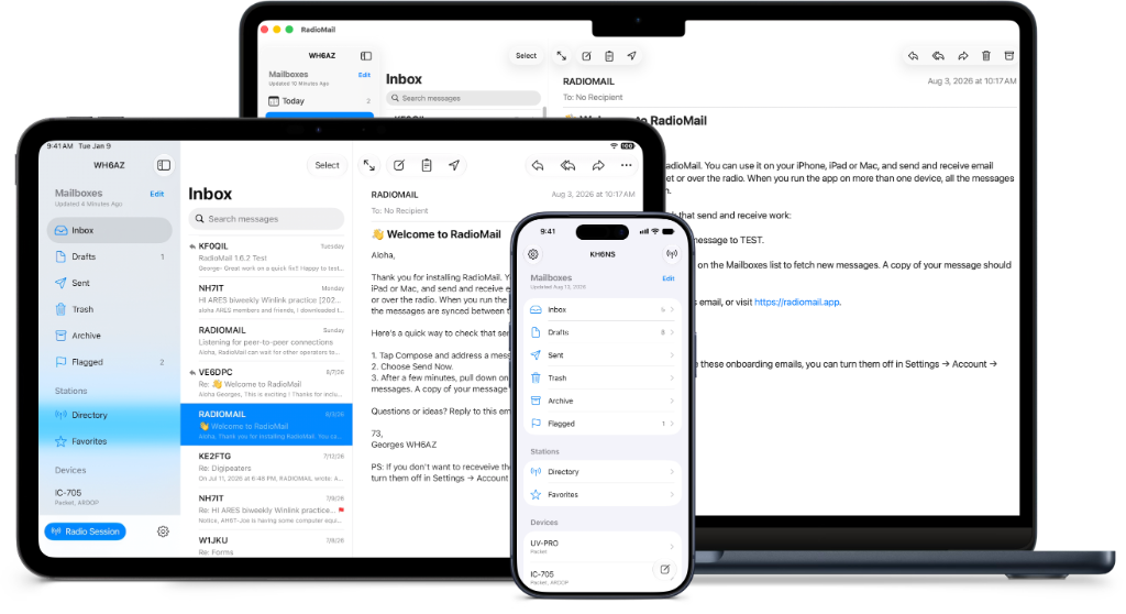 RadioMail 2.0 on iPhone, iPad, and Mac