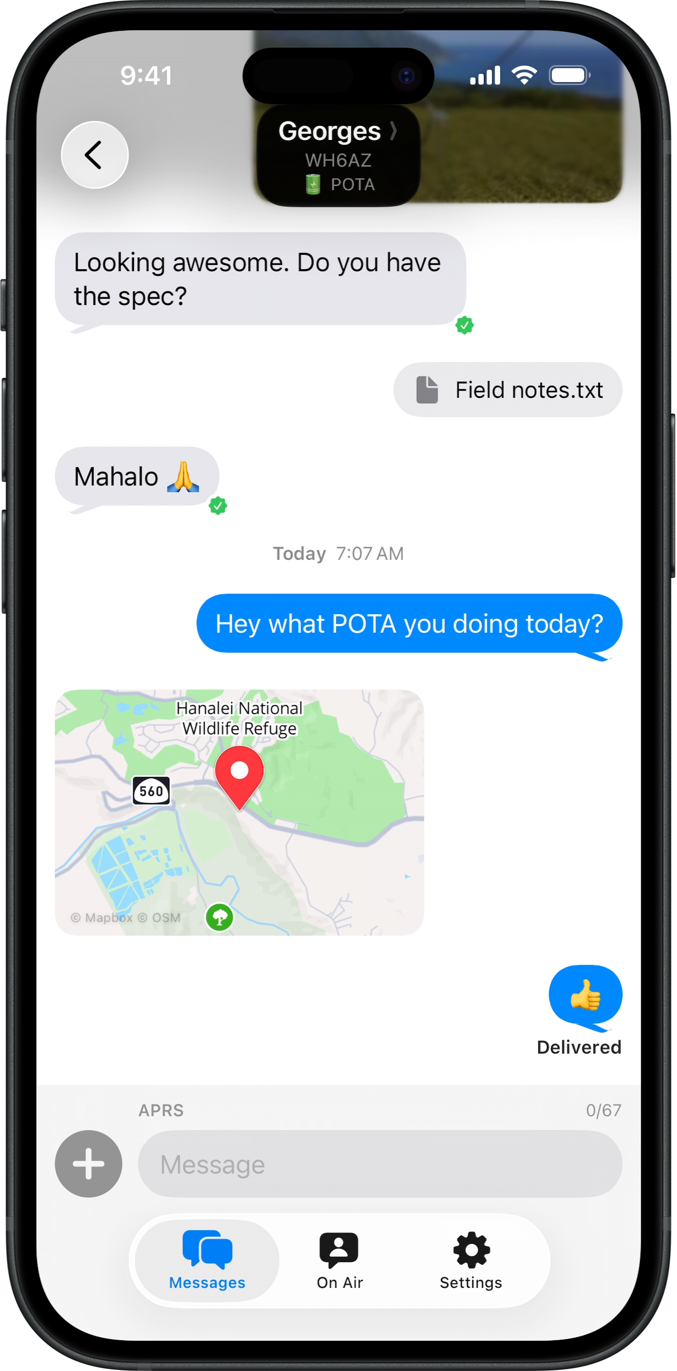 Location sharing in Radio Messenger
