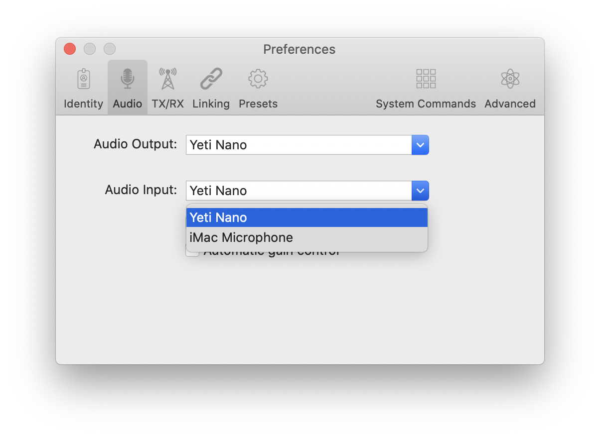 Audio preferences