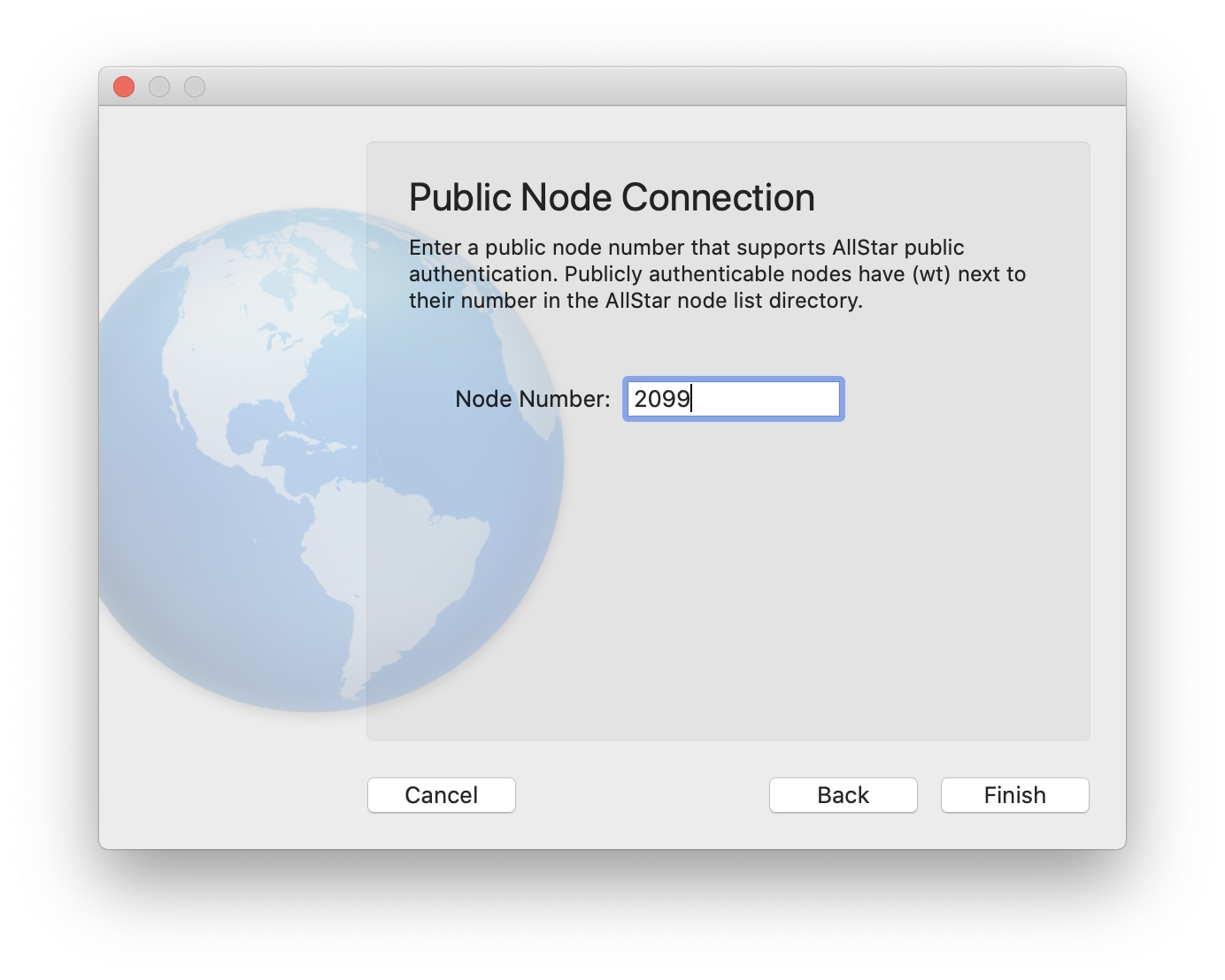 Enter a public node number