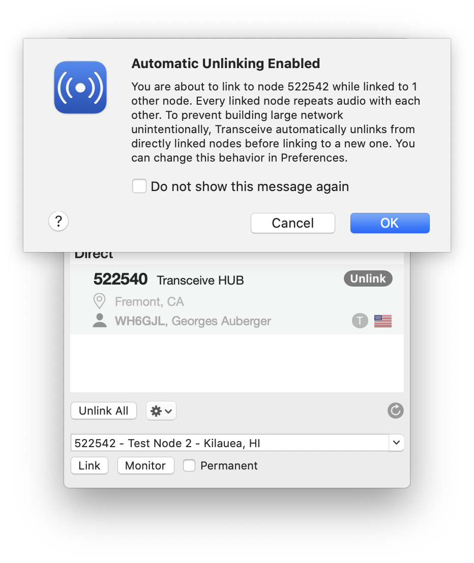 Automatic unlink confirmation