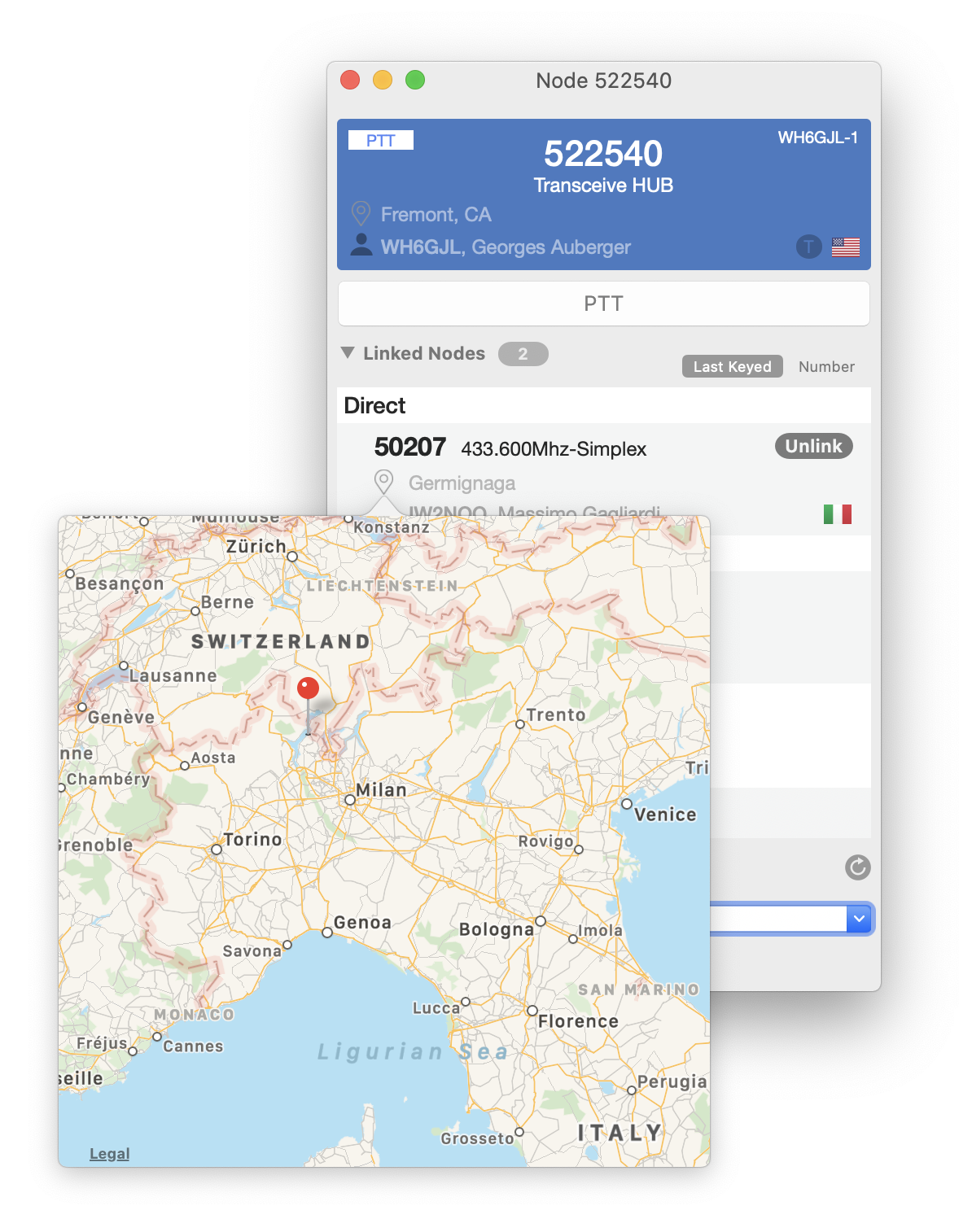 Node location map
