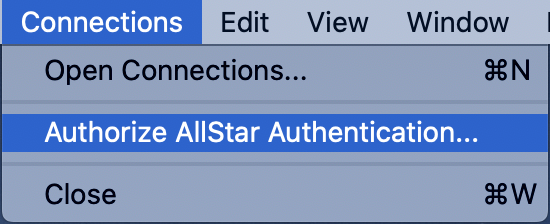 Authorize menu item
