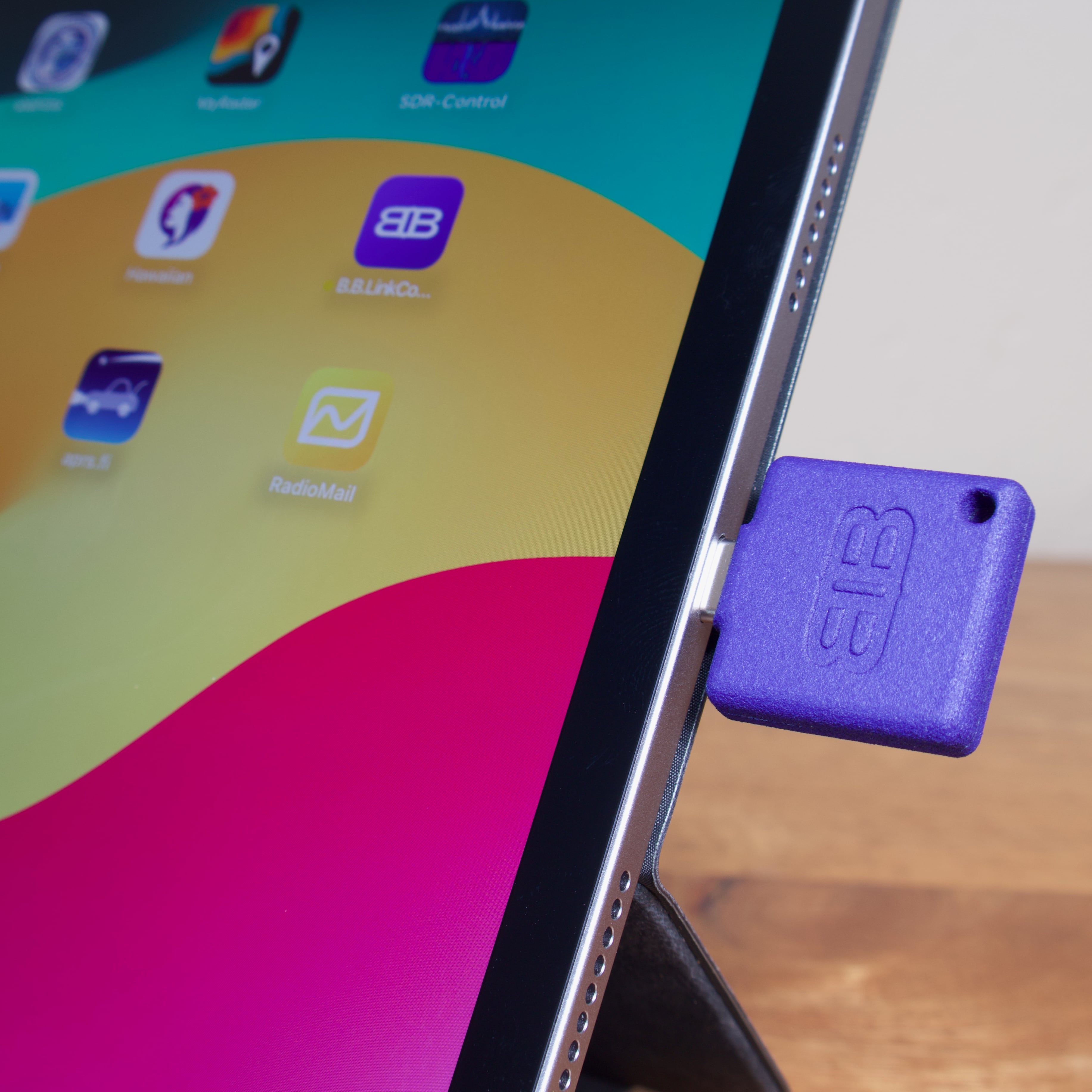 B.B. Link adapter plugged into an iPad
